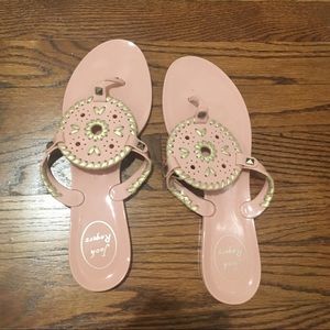 Jack Rogers rubber flip flops - pink and gold